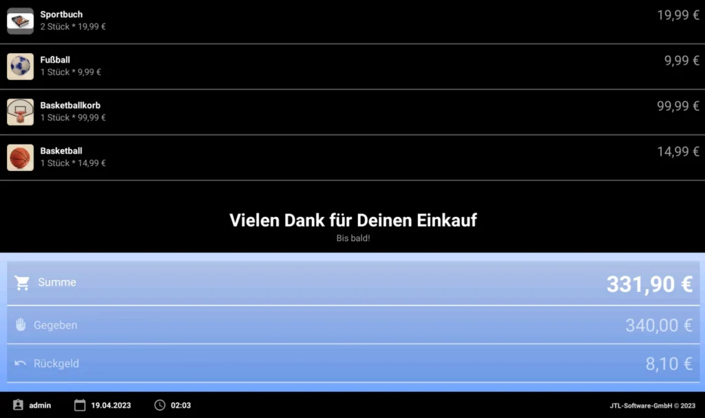 JTL POS Kassensoftware, Bild des Herstellers