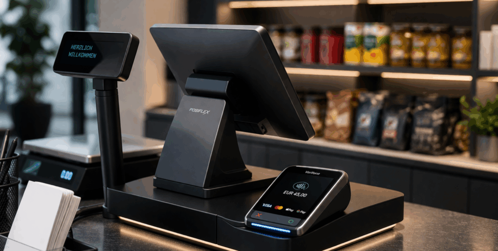 Modernes POS-System. Kassensystem in einem Laden