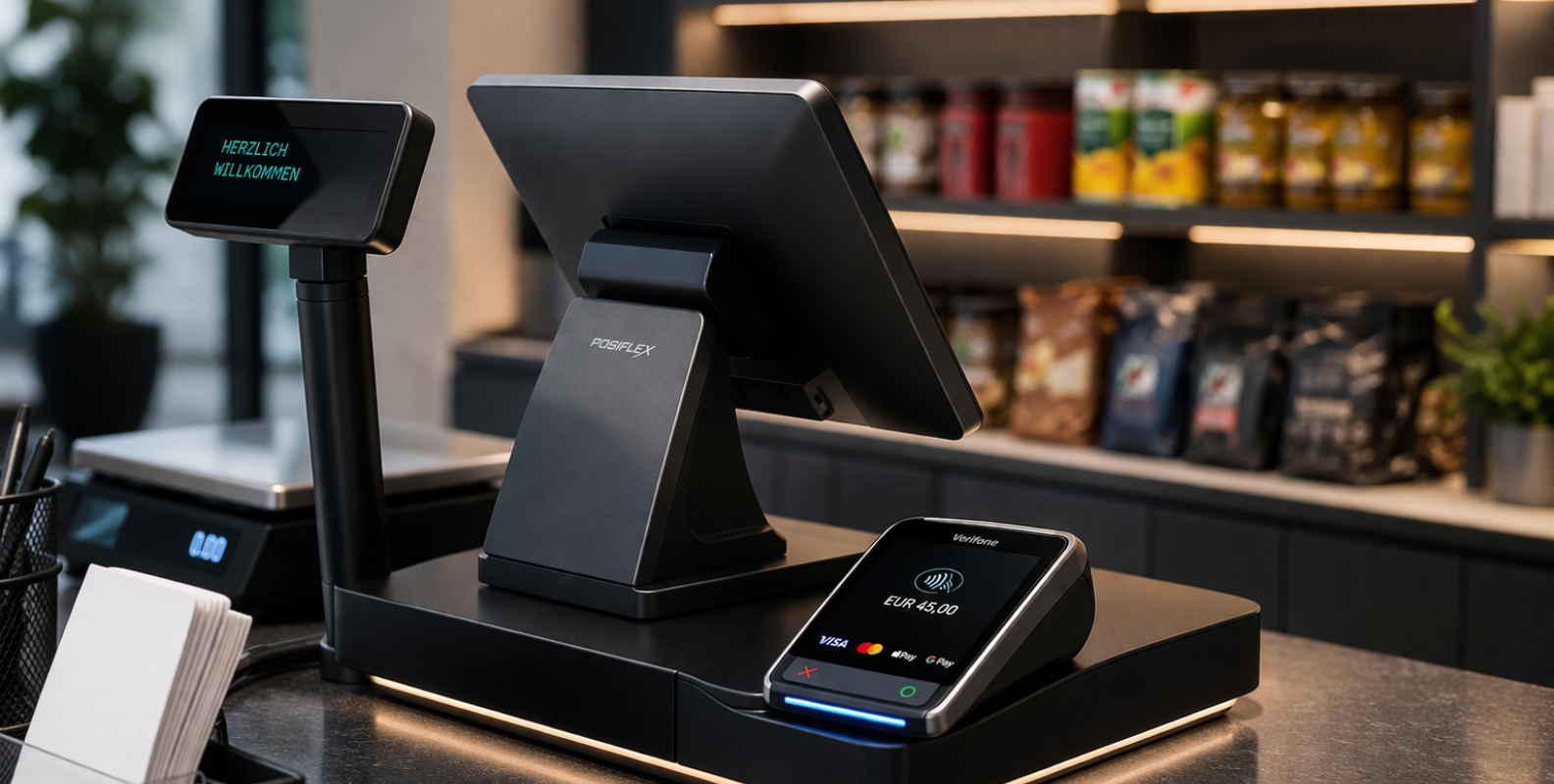 Modernes POS-System. Kassensystem in einem Laden