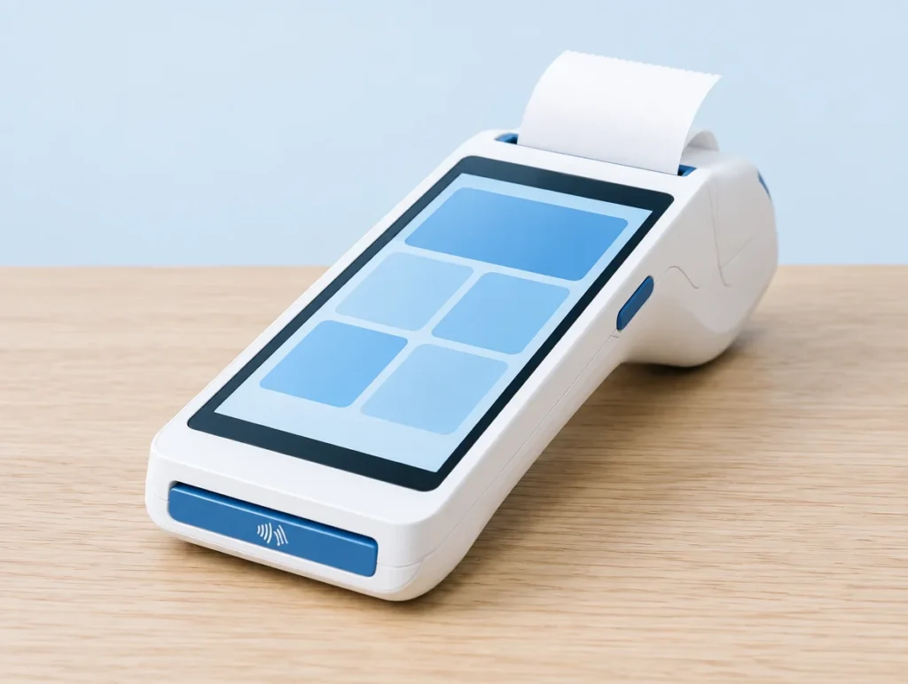 Mobiles Kassengerät mit Touchscreen, Kartenleser und eingebautem Bondrucker